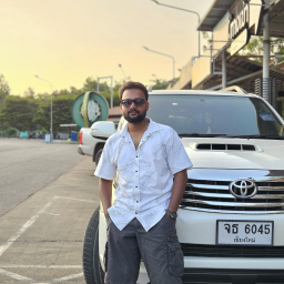 Ayaz with white car